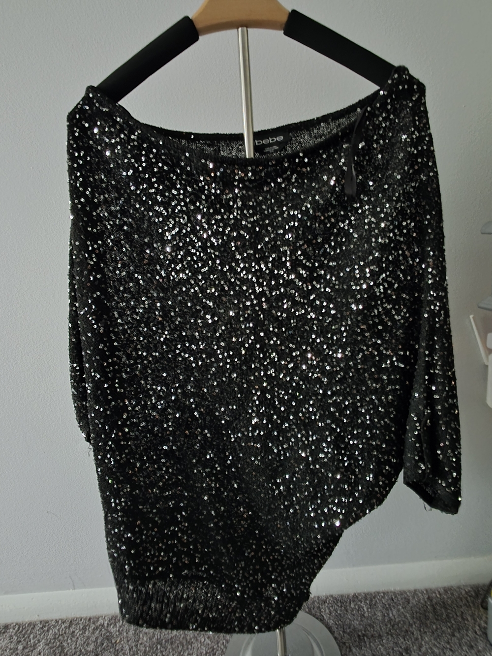 Bebe Black Sequin Top